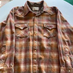 Vintage Pendleton Western with Pearl Snaps in Tan and Brown.